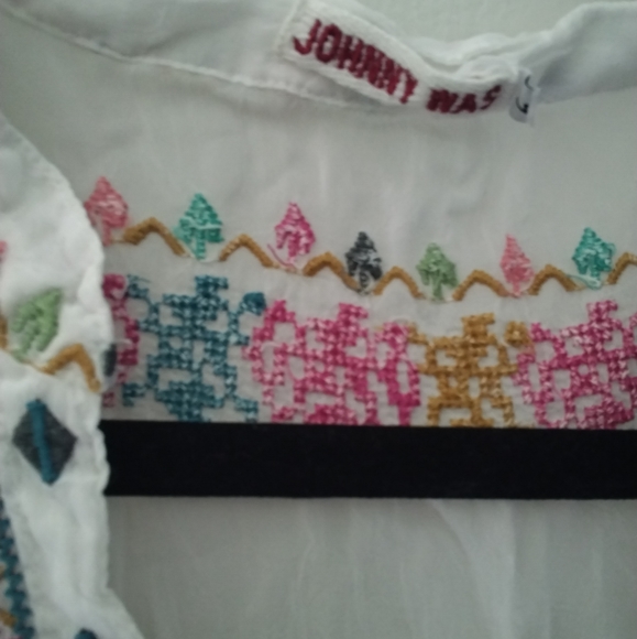 Johny Was white embroidered blouse Sz Large - Picture 3 of 6